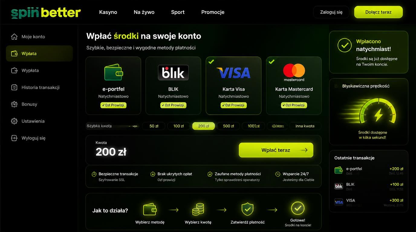Interfejs z szybkością wpłat – e-portfele, BLIK, karty – błyskawiczne transakcje